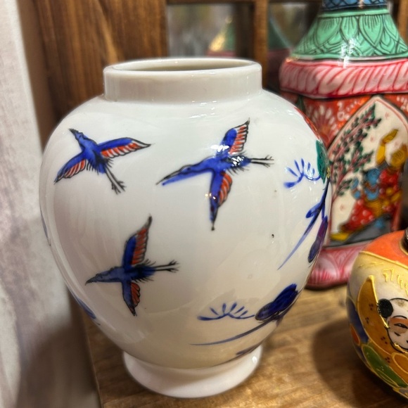 Handcrafted Ceramic Vase with Vibrant Tree Design 4.5" - Picture 7 of 10